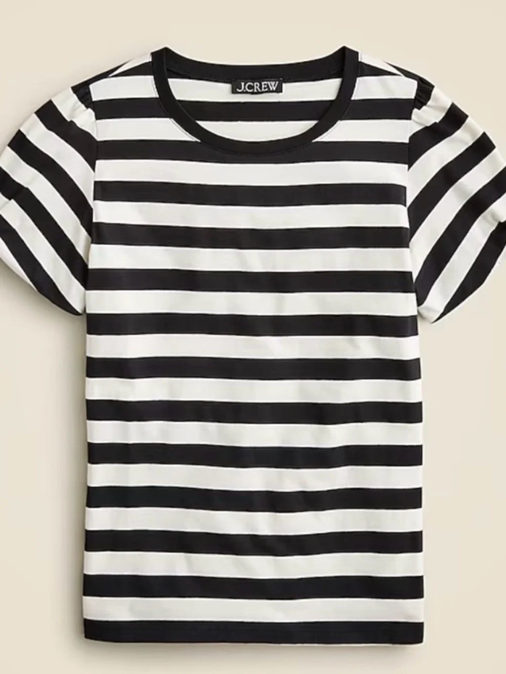 J. Crew Black & White Striped Puff-Sleeve Tee